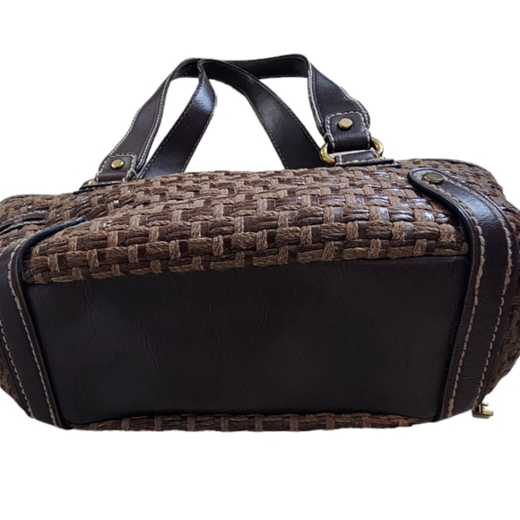 Vintage Fossil Key Raffia Woven Straw Leather Shoulder Bag Purse Pocketbook FLAW - Picture 5 of 9